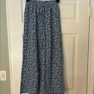 Floral Blue Wide Leg Pants